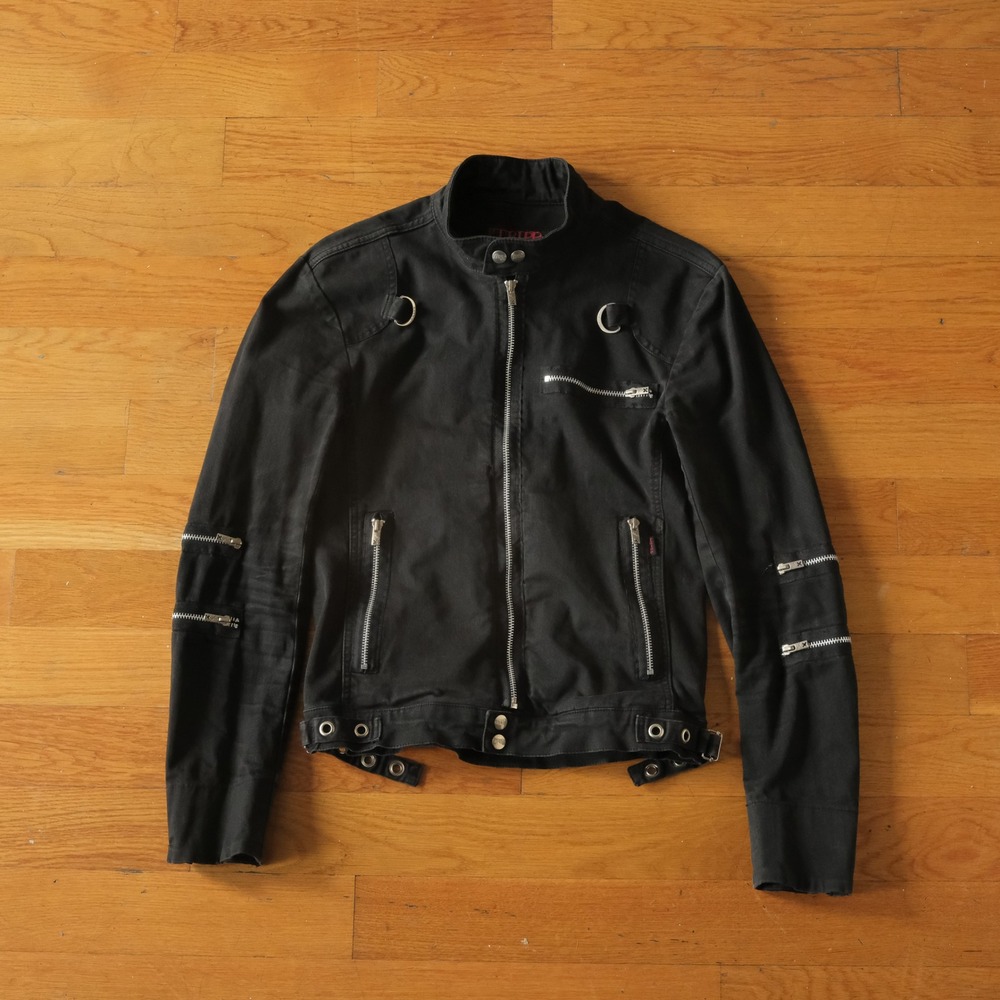 Tripp NYC Moto Jacket Mens Black Goth Punk Zipper D-Ring S Rocker Streetwear